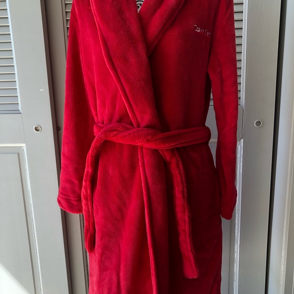 NWOT Calvin Klein Red Belted Robe Size XS/S - Picture 3 of 11